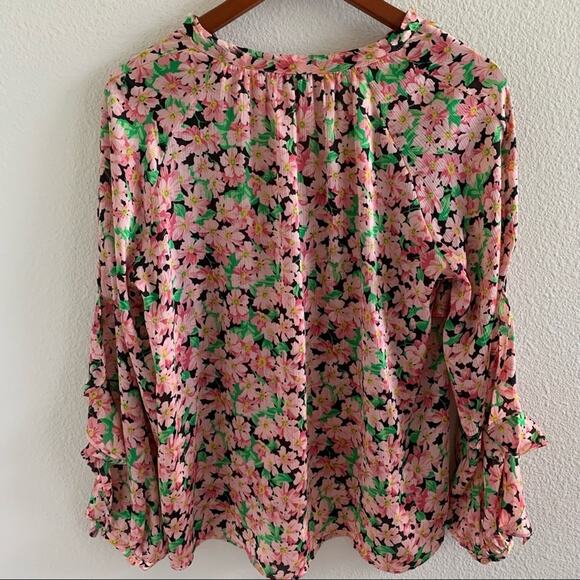 Zara Floral Romantic Ruffle Statement Sleeve Top XS - Picture 2 of 8